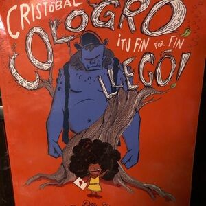 Cristobal Cologro Illustrated Art Print - Bold Orange & Blue Book.  Spanish